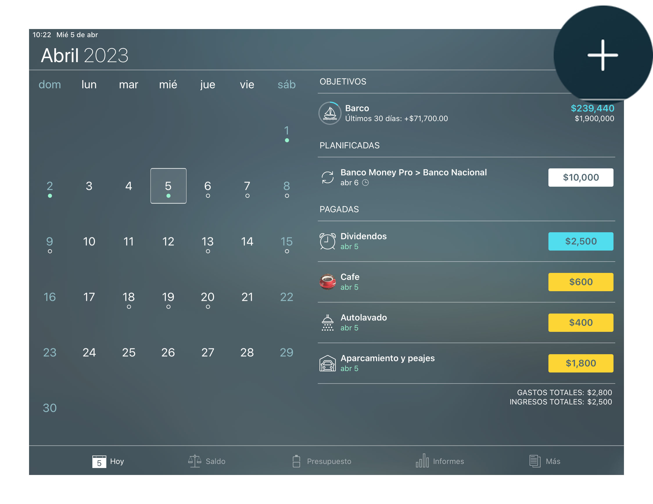 Money Tracker - Creación de una transacción - iPad