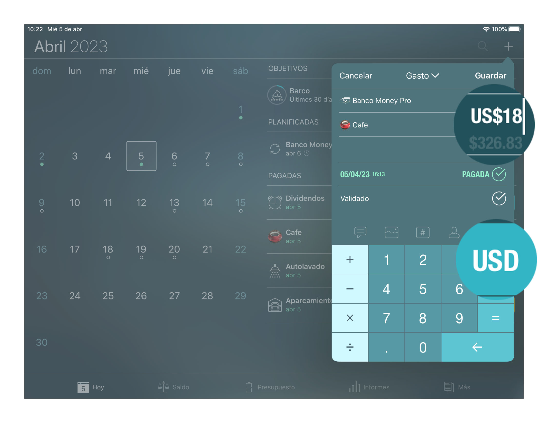 Money Tracker - Convertidor de divisa - iPad