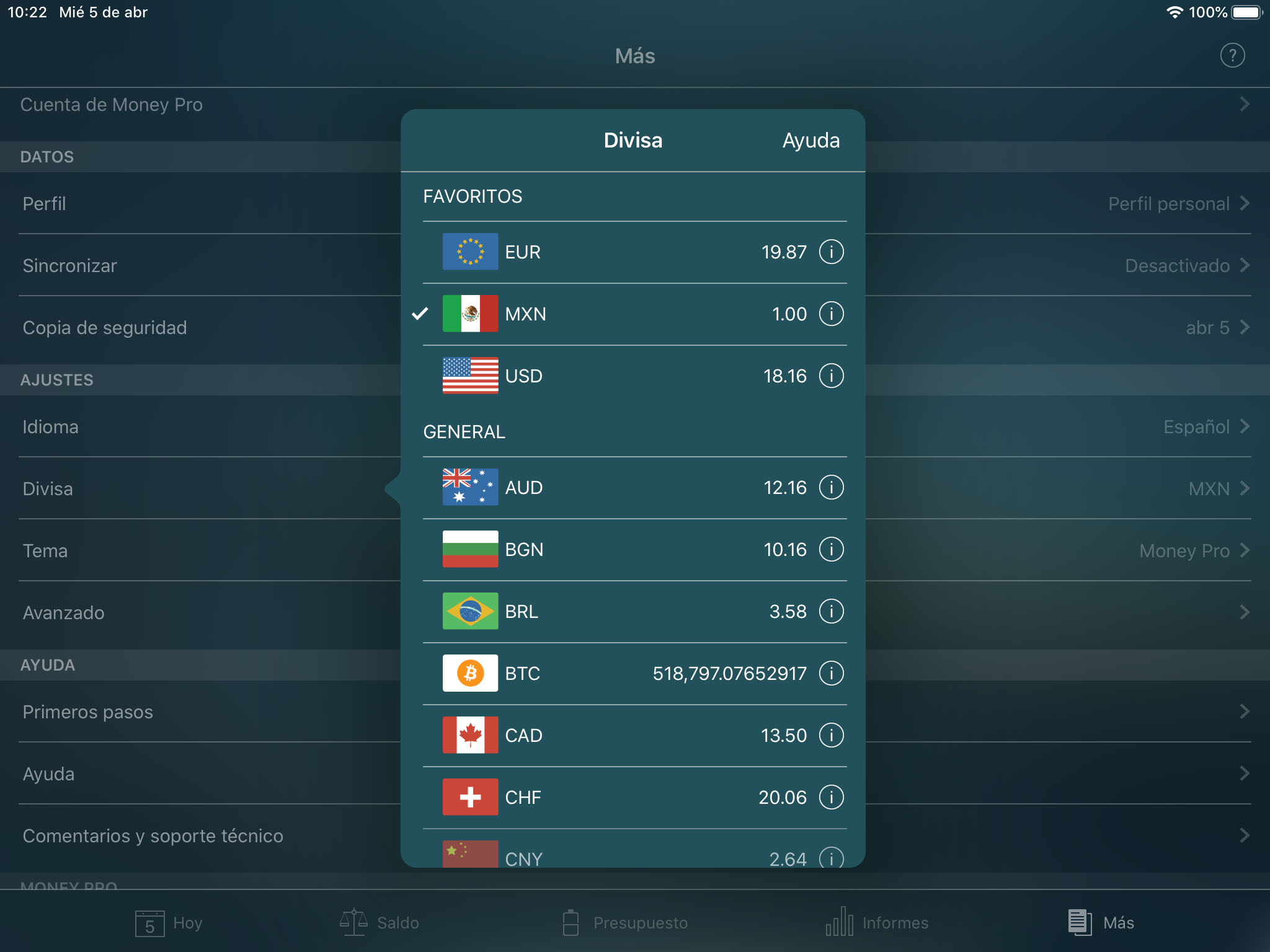 Money Tracker - Convertidor de divisa - iPad