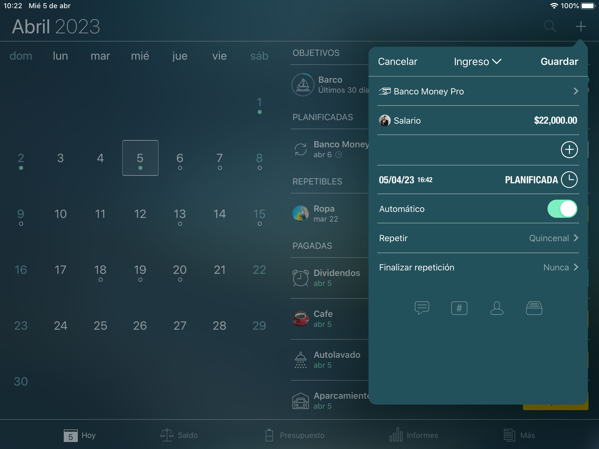 Money Tracker - Planificado y facturas recurrentes - iPad