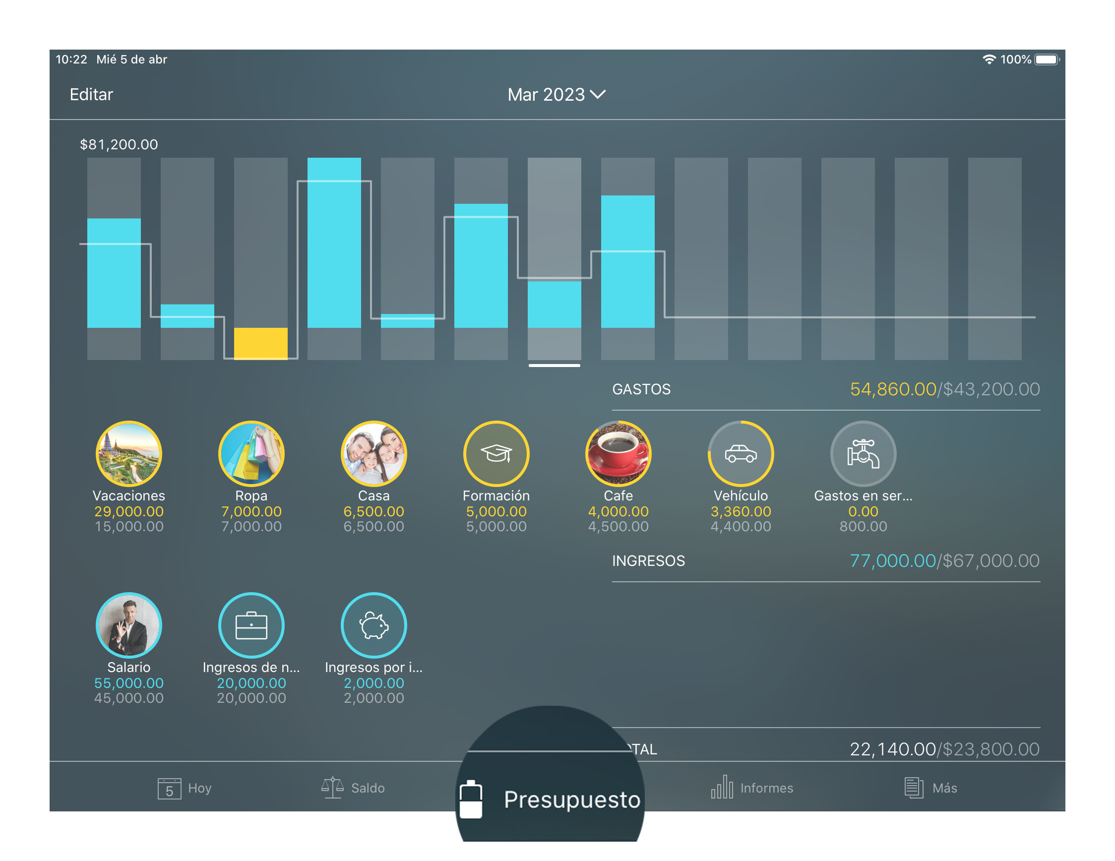 Money Tracker - Presupuesto - iPad
