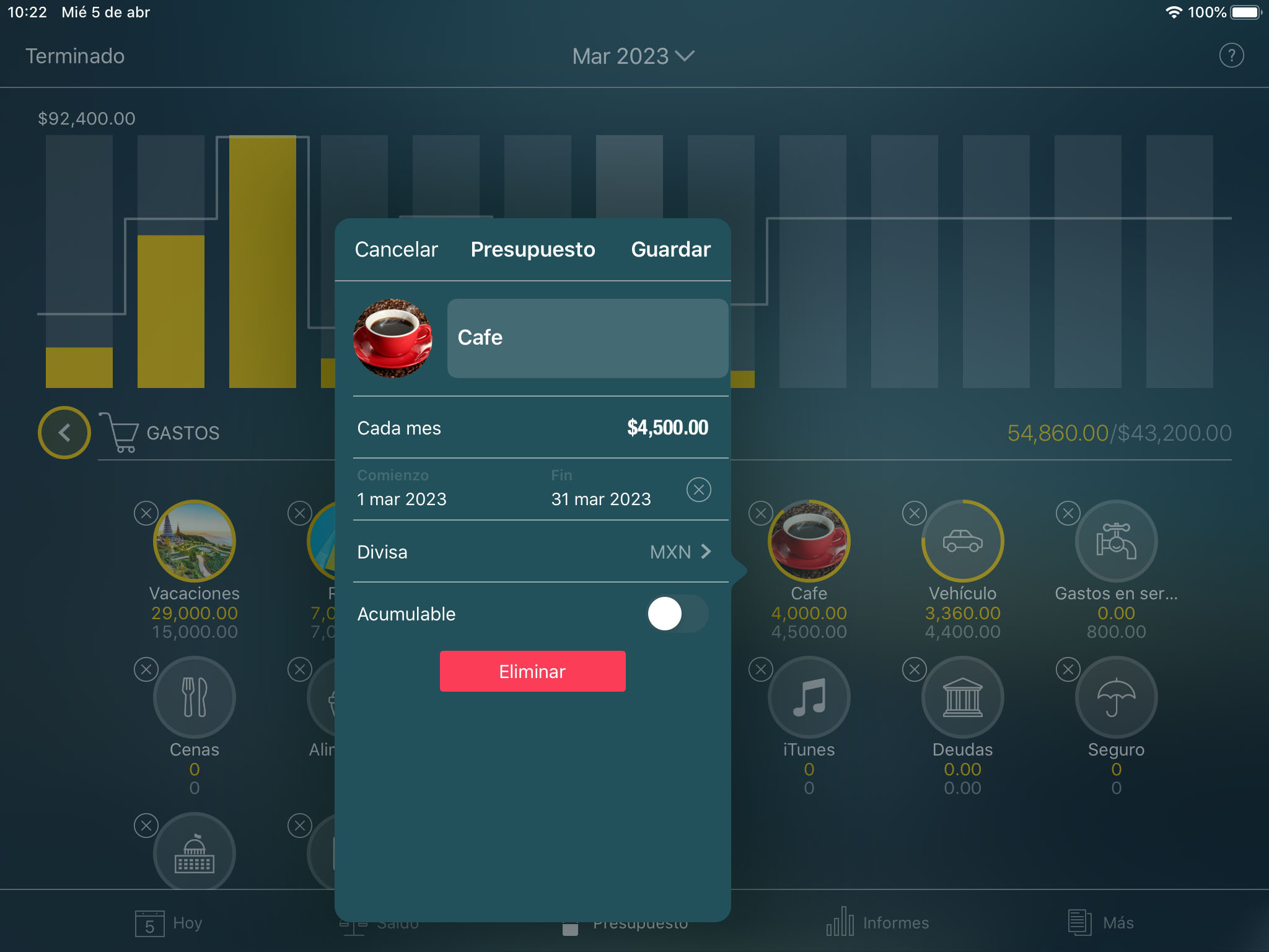 Money Tracker - La creación de un Presupuesto - iPad