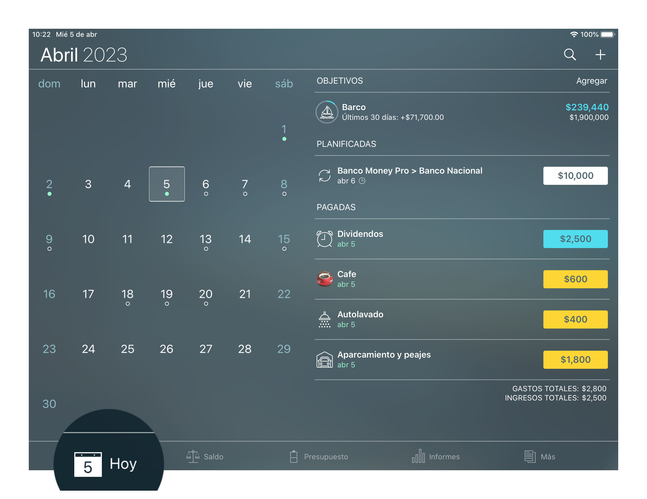 Money Tracker - Transacciones - iPad