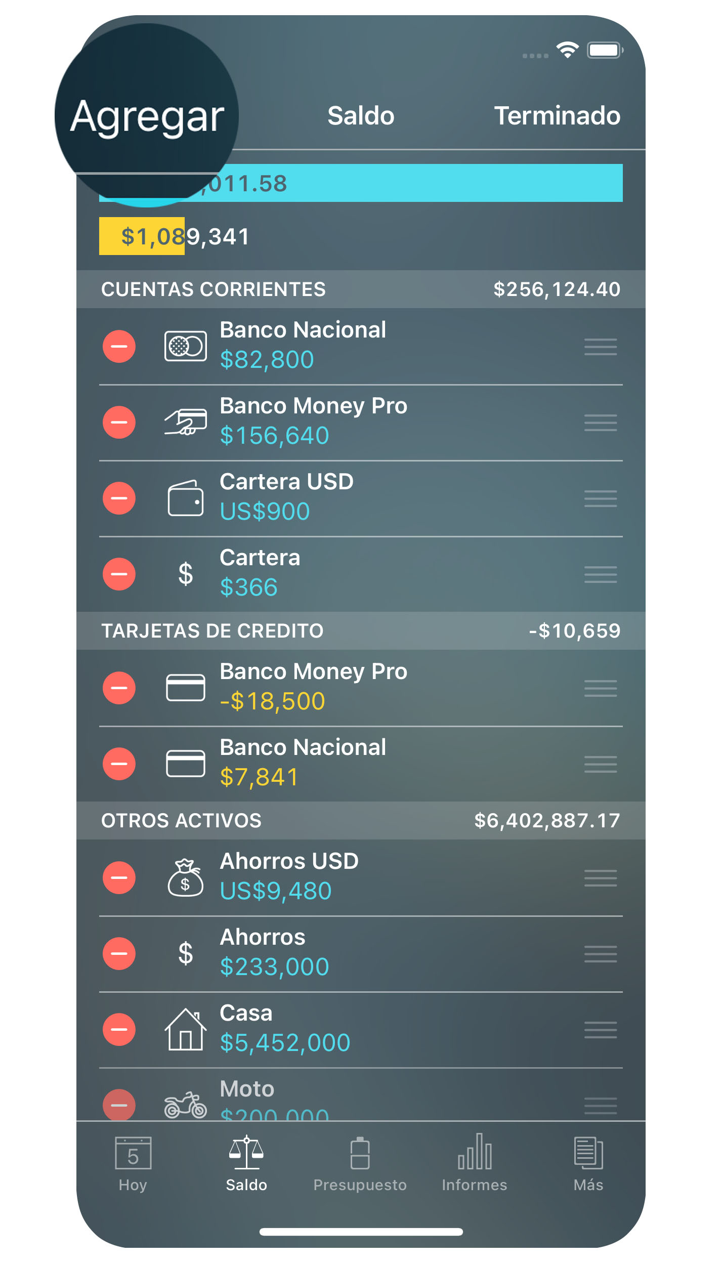 Money Tracker - Cuentas (Saldo) - Agregar - iPhone