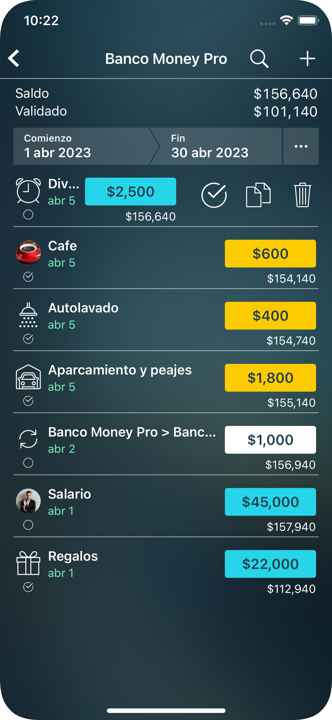 Money Tracker - Reconciliación de las cuentas - iPhone