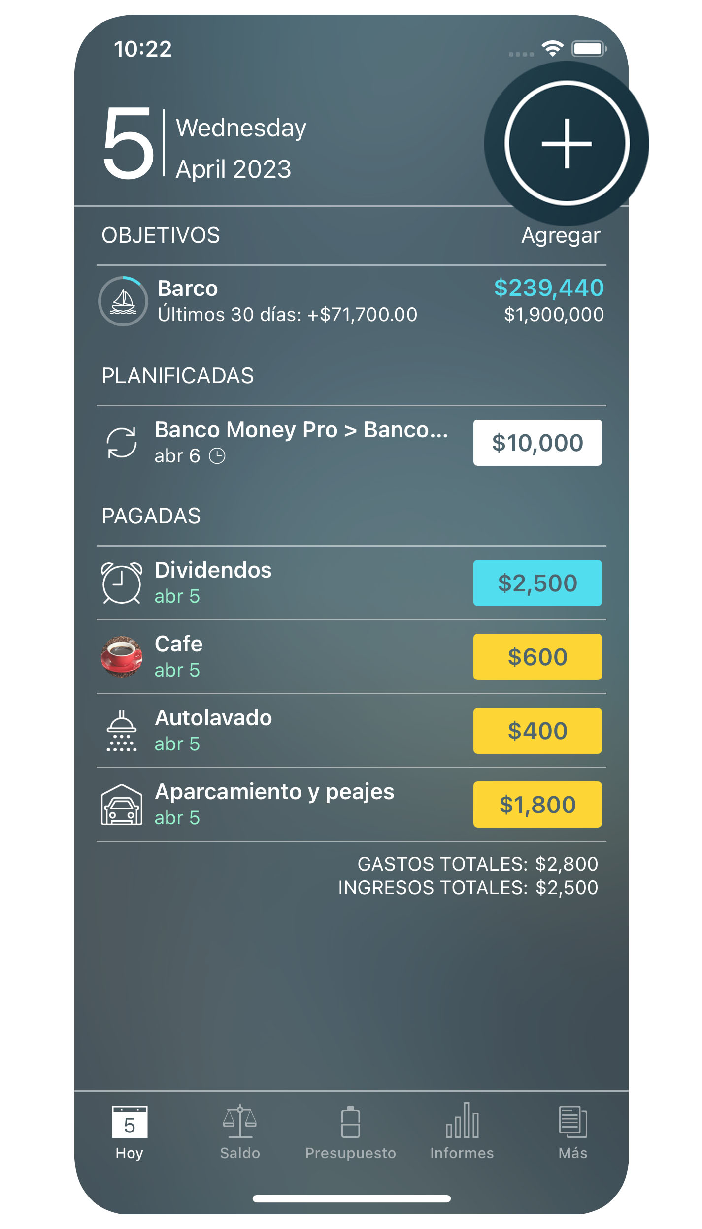 Money Tracker - Creación de una transacción - iPhone