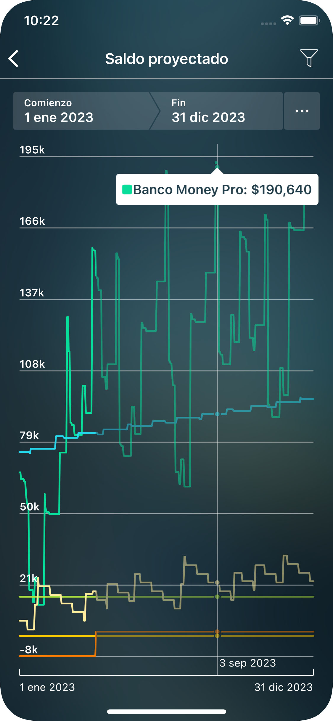 Money Tracker - Informe del Proyecto de balance (Saldo proyectado) - iPhone