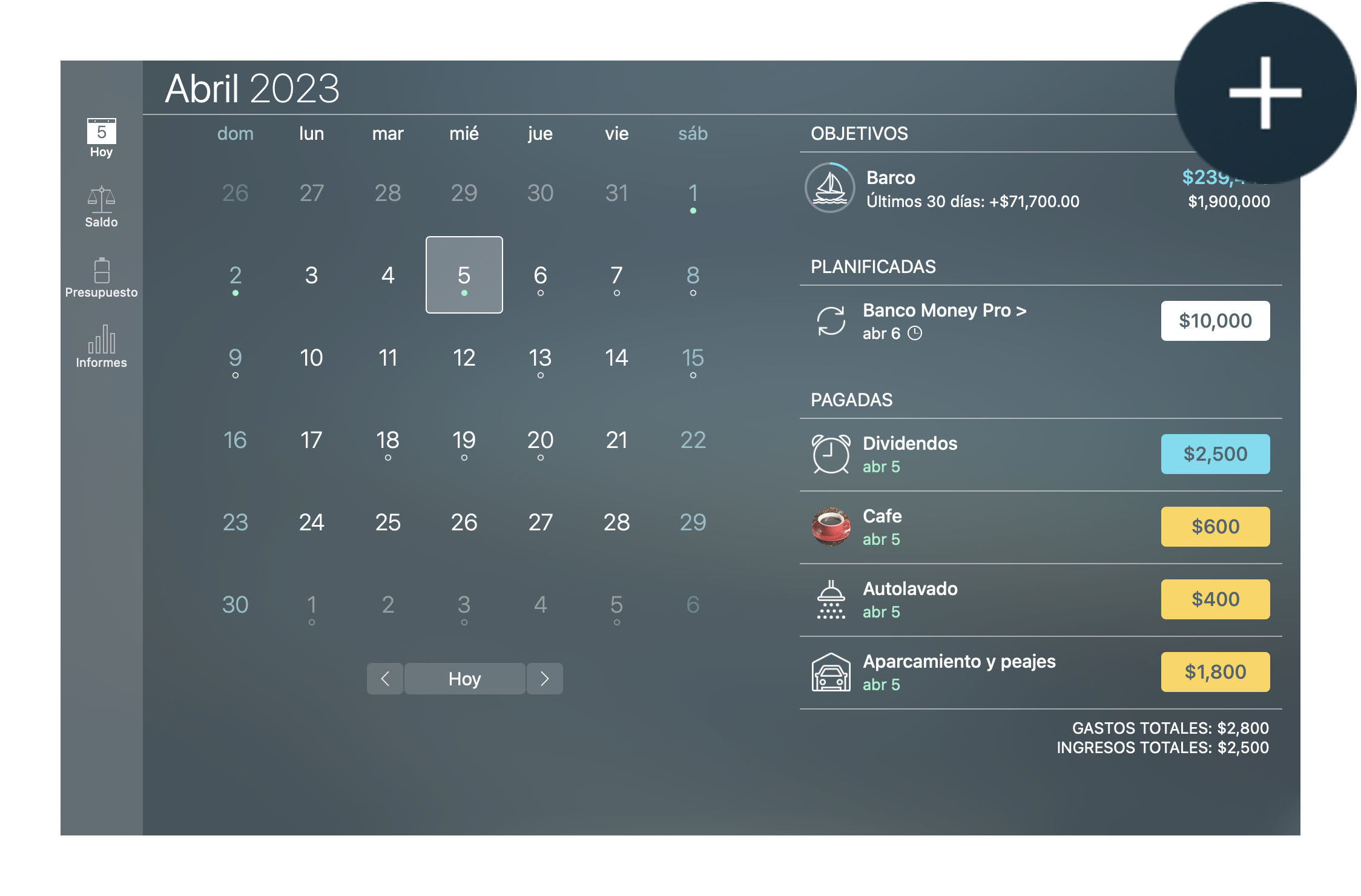 Money Tracker - Creación de una transacción - Mac