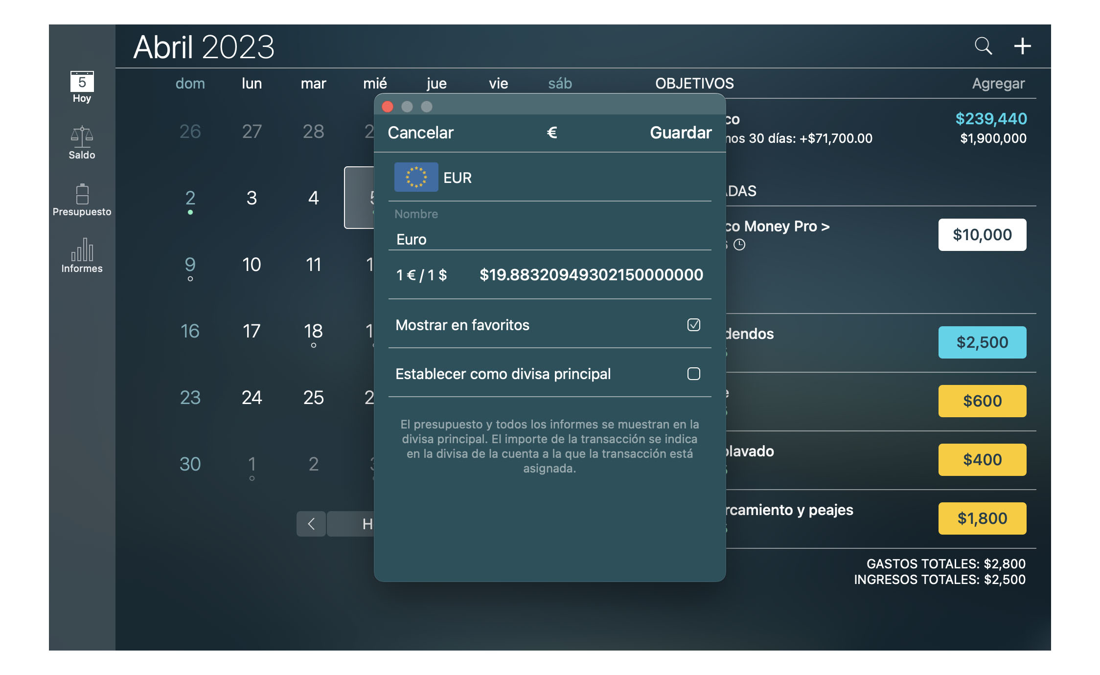 Money Tracker - Convertidor de divisa - Mac