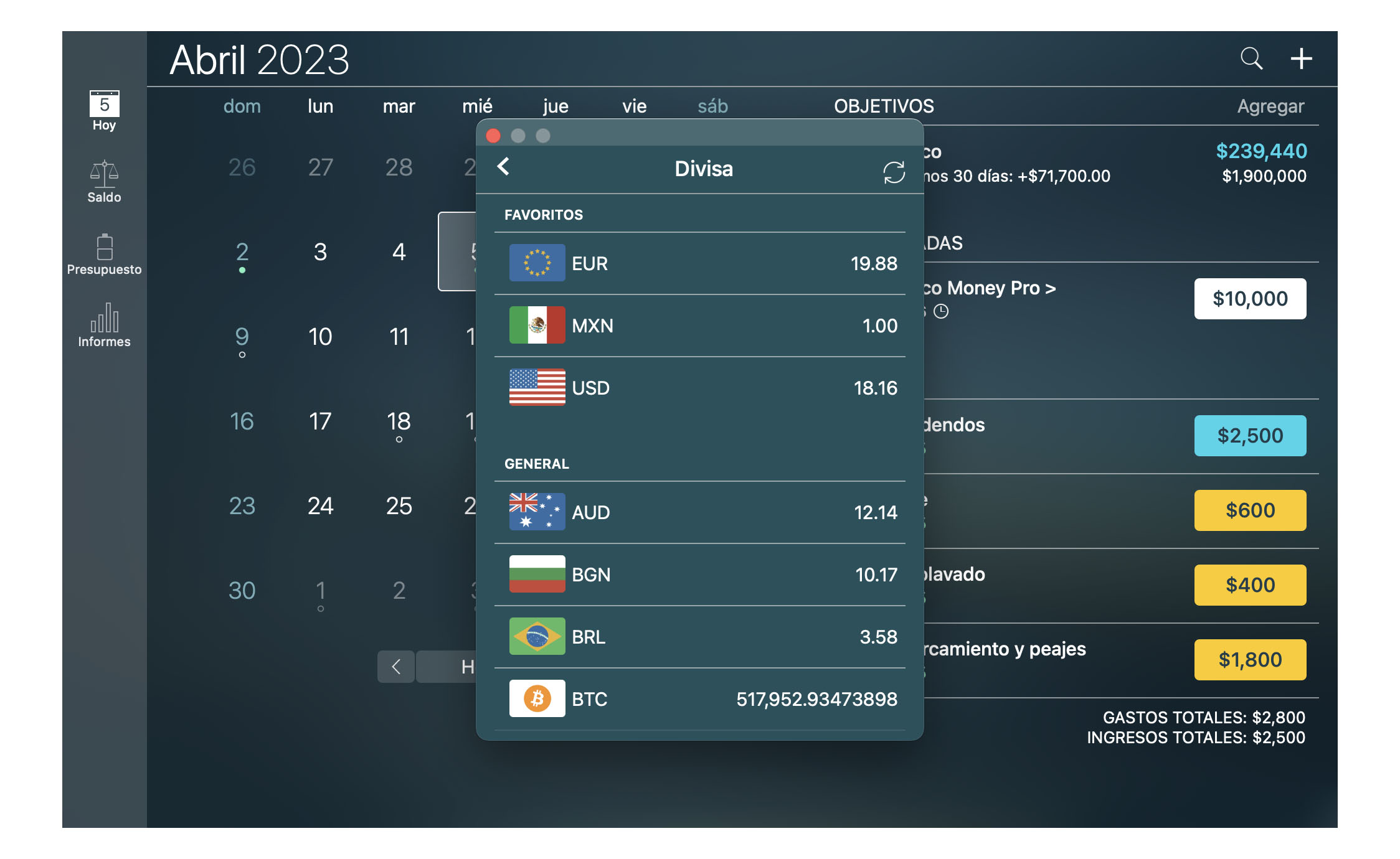 Money Tracker - Convertidor de divisa - Mac