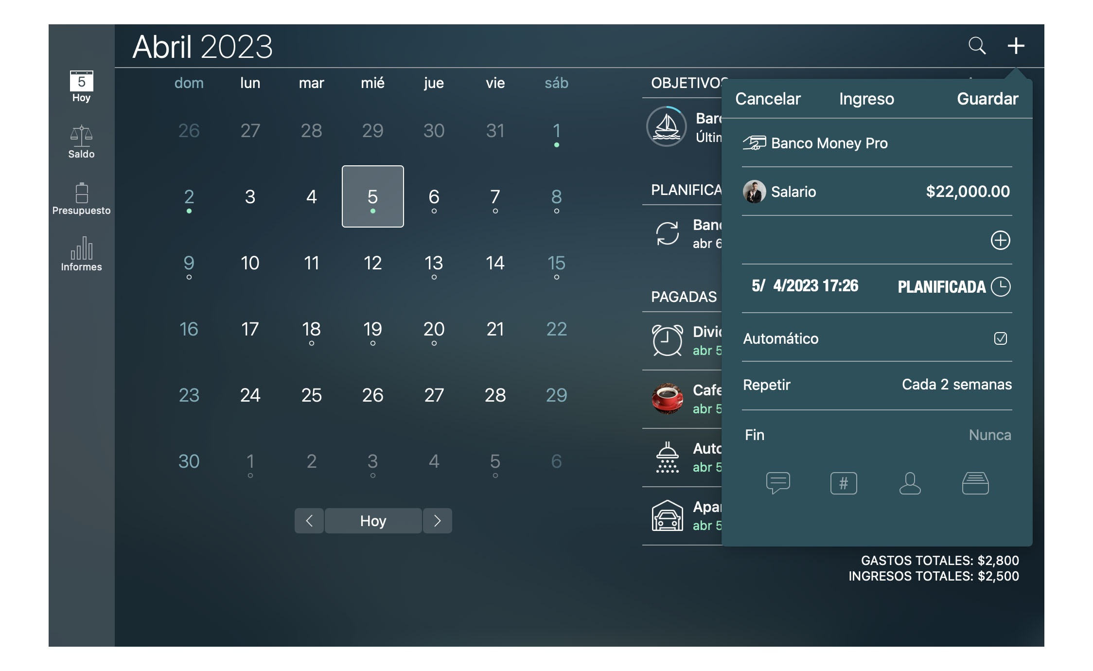 Money Tracker - Planificado y facturas recurrentes - Mac