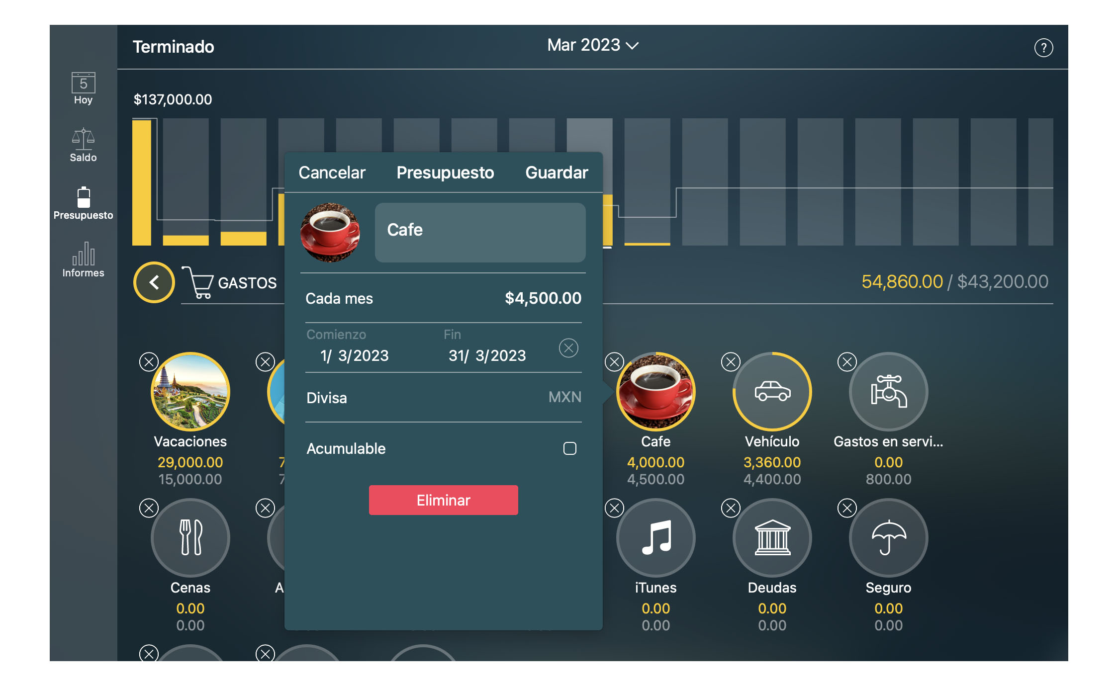 Money Tracker - La creación de un Presupuesto - Mac