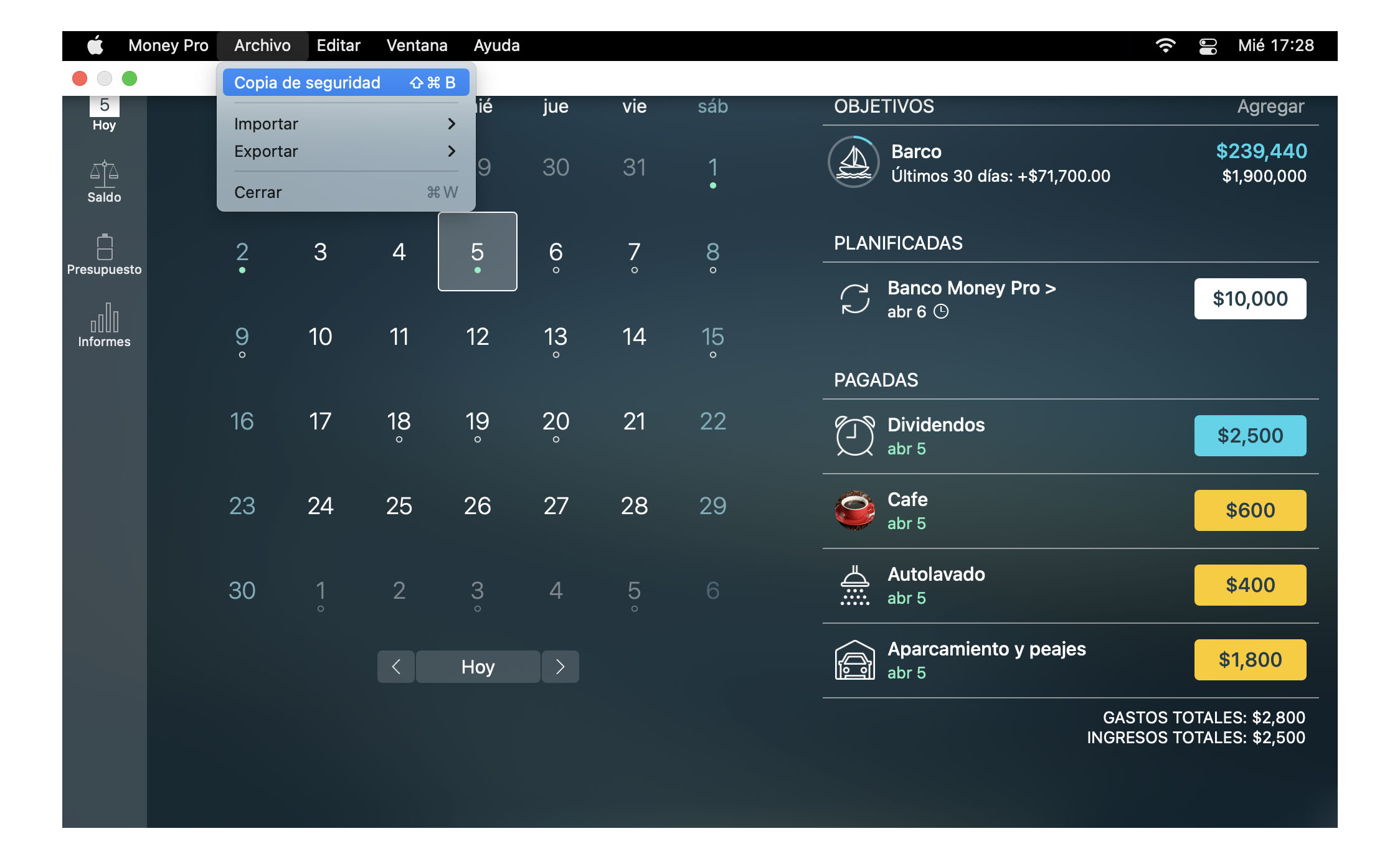 Money Tracker - Mas (Backup, Perfiles, Sincronizar) - Mac