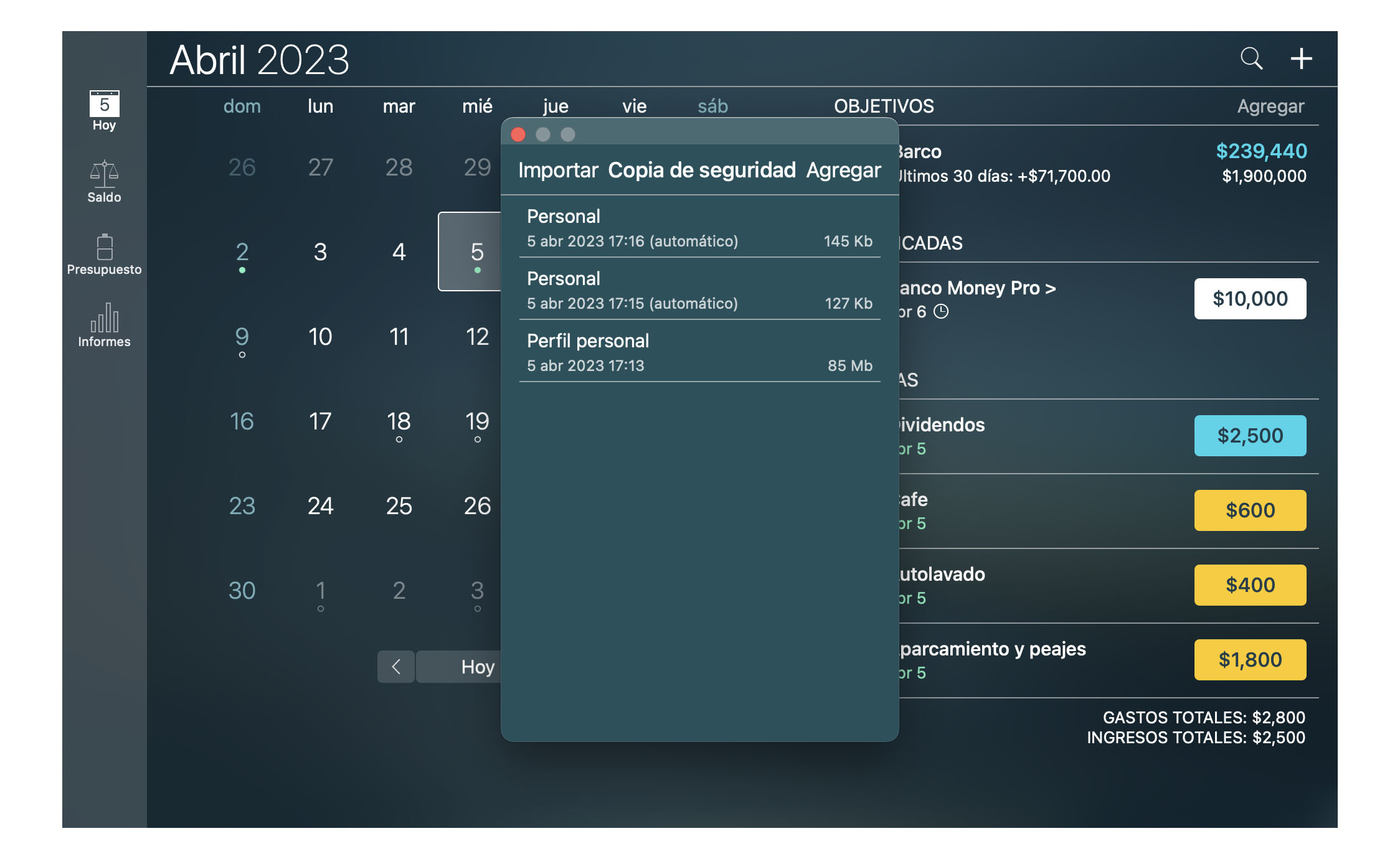 Money Tracker - Backup - Mac